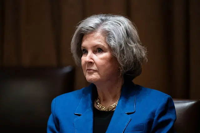 Susie Wiles pictured during a lunch with Donald Trump and Jonas Gahr Store, Norway's prime minister