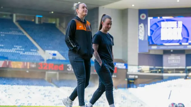 Glasgow City's Lee Gibson and Chloe Warrington