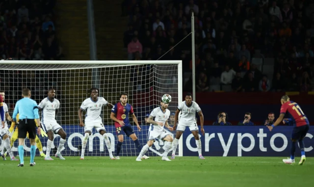 FC Barcelona's Raphinha scores