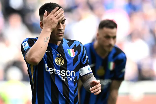 Lautaro Martinez of Internazionale reacts with disappointment