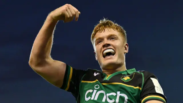 Fin Smith celebrates