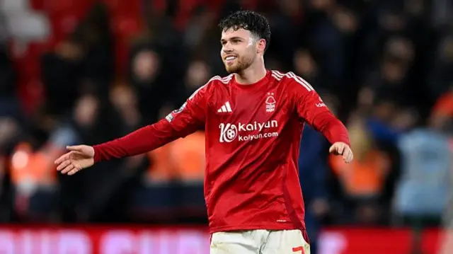 Neco Williams of Nottingham Forest celebrates victory