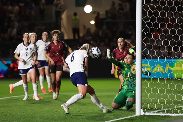 Millie Bright of England scores her team's second goal