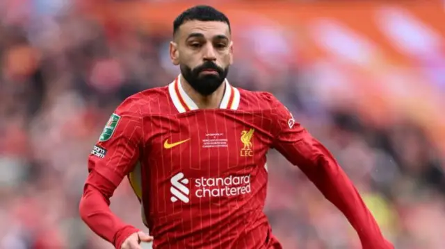 Mohamed Salah of Liverpool in action during the Carabao Cup Final