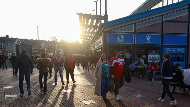 Fans outside Ewood Park before kick-off