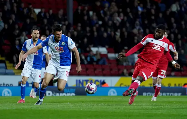 Middlesbrough's Kelechi Iheanacho has a shot on goal