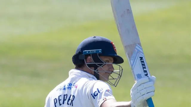 Michael Pepper acknowledges reaching his 50 for Essex