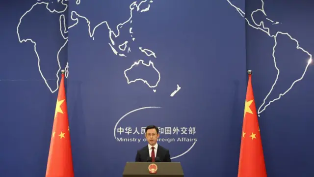 Chinese Foreign Ministry spokesperson Guo Jiakun speaks at a press conference in Beijing