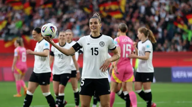 Germany's Selina Cerci celebrates her hat-trick