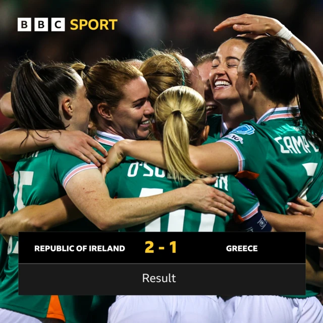The Republic of Ireland celebrating their second goal