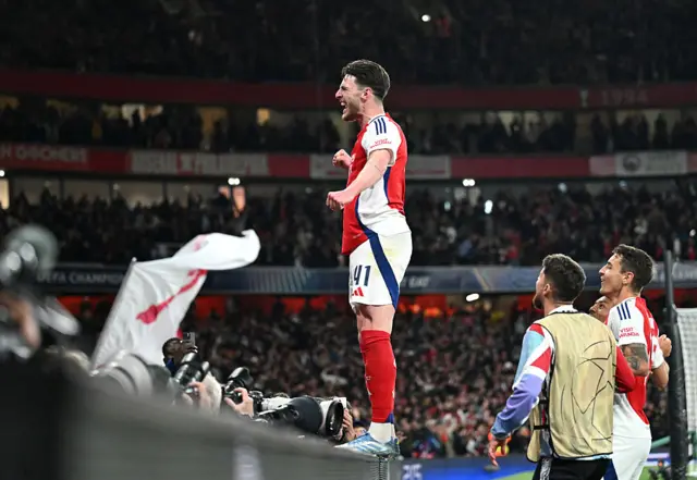 Declan Rice celebrates scoring his second free-kick