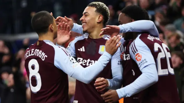 Morgan Rogers of Aston Villa celebrates after scoring