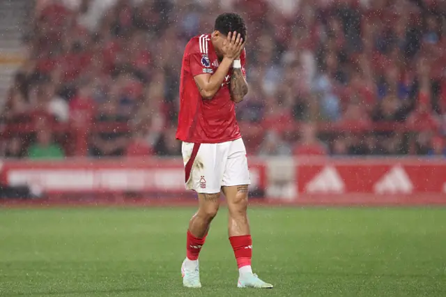 Morgan Gibbs-White of Nottingham Forest reacts