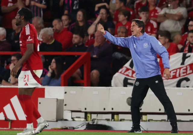 Brentford manager Thomas Frank reacts