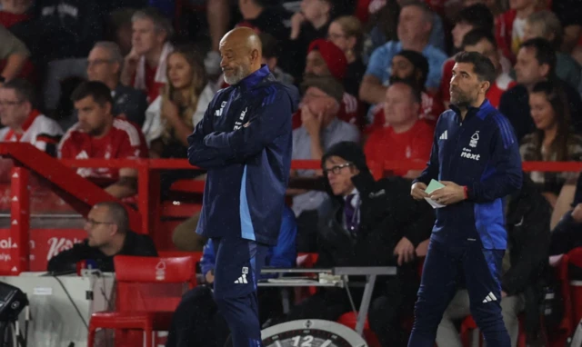 Nottingham Forest manager Nuno Espirito Santo reacts