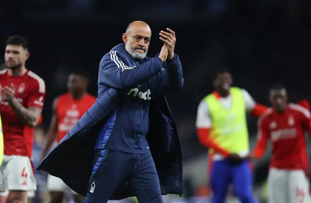 Nottingham Forest manager Nuno Espirito Santo applauds the fans