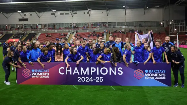 Chelsea celebrate winning the WSL title