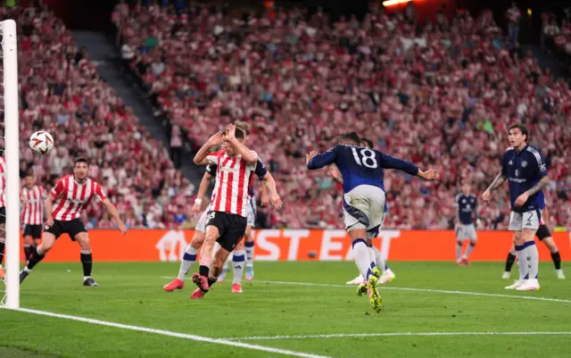 Manchester United's Casemiro scores their side's first goal of the game