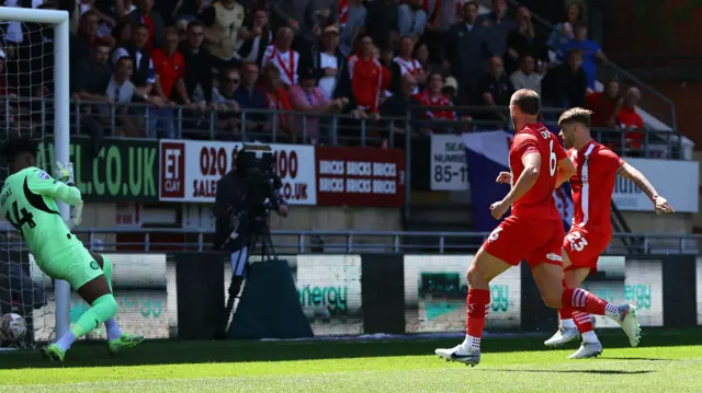 Charlie Kelman of Leyton Orient scores the opening goal