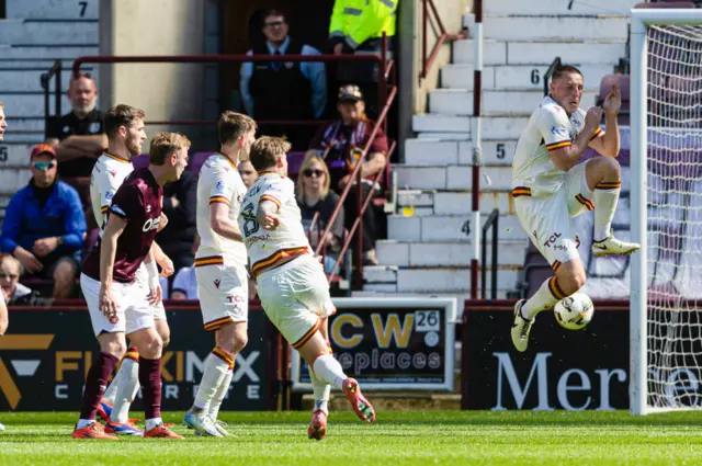 Dan Casey was ruled to be interfering with play as he jumped out of the way of Callum Slattery's shot