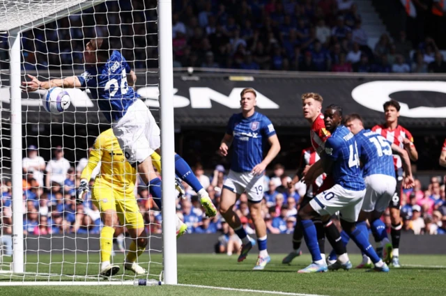 Brentford's Kevin Schade scores their first goal