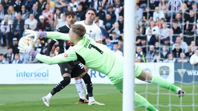 Notts County goalkeeper making a save