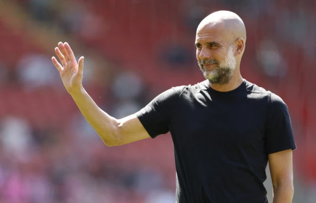 Manchester City manager Pep Guardiola before the match