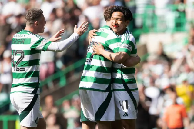 Reo Hatate (right) scored Celtic's third goal