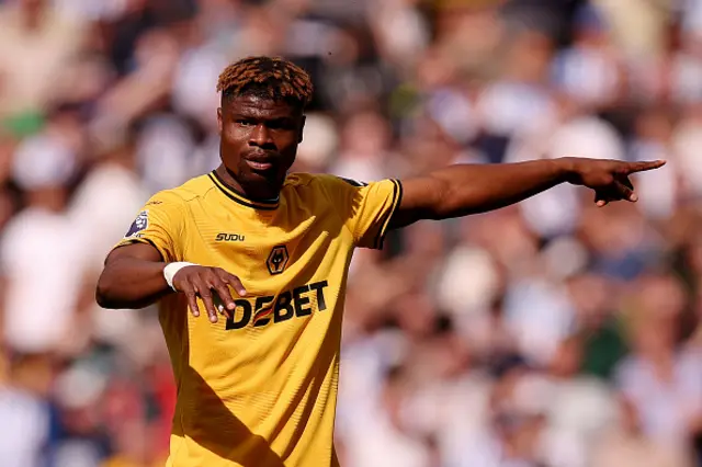 Emmanuel Agbadou of Wolverhampton Wanderers gestures