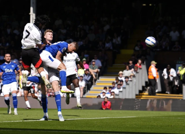 Fulham’s Raul Jimenez (left) scores