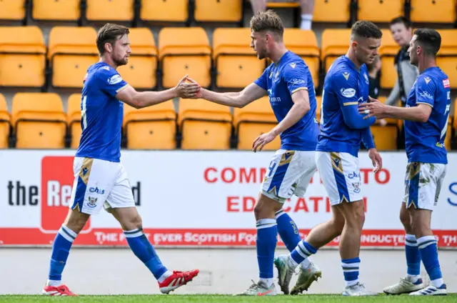 Elliot Watt (left) celebrates scoring to make it 2-1 to St Johnstone