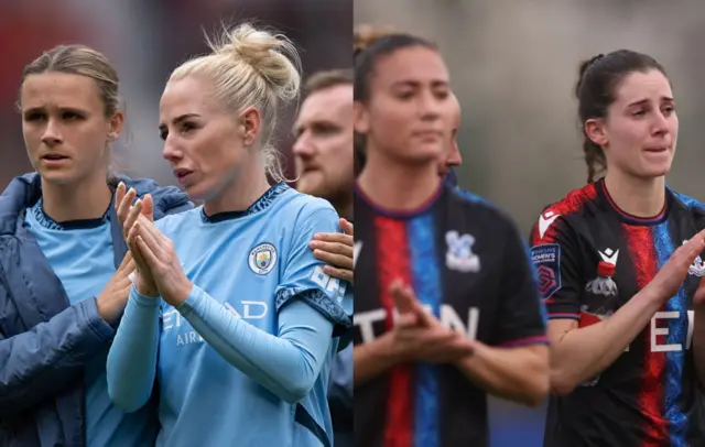 Man City and Palace players commiserate one another