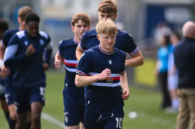 Dundee's Lyall Cameron warms up