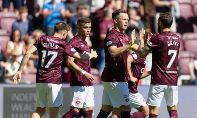 Hearts players celebrate