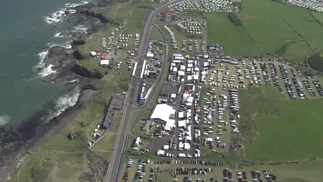 Aerial views of the NW200 paddock