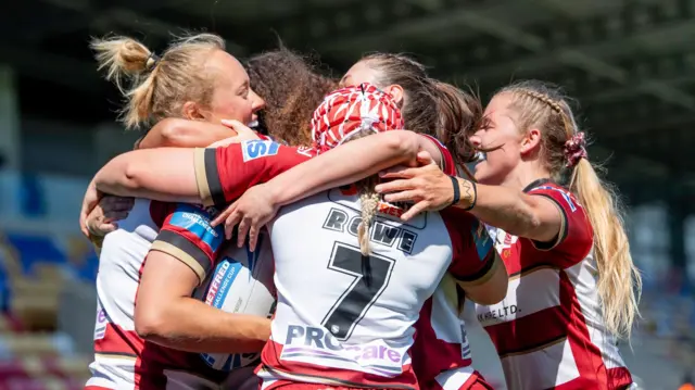 Wigan celebrate against Leeds