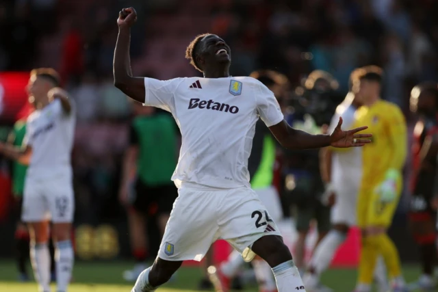 Aston Villa's Amadou Onana celebrates