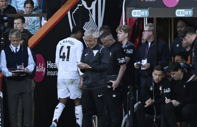 Aston Villa's Jacob Ramsey walks off the pitch