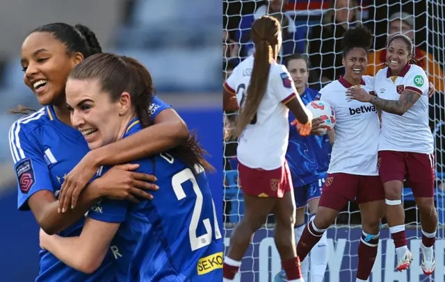 Leicester City and West Ham celebrate goals