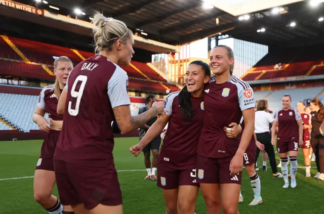 Aston Villa women celebrating