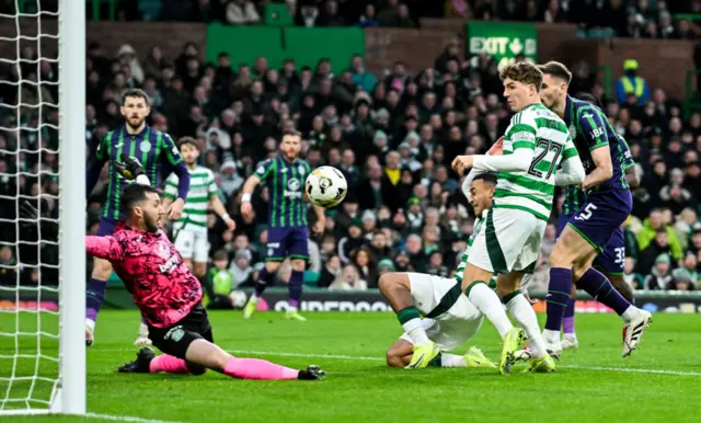 Arne Engels gave Celtic an early lead in the last home league meeting with Hibs