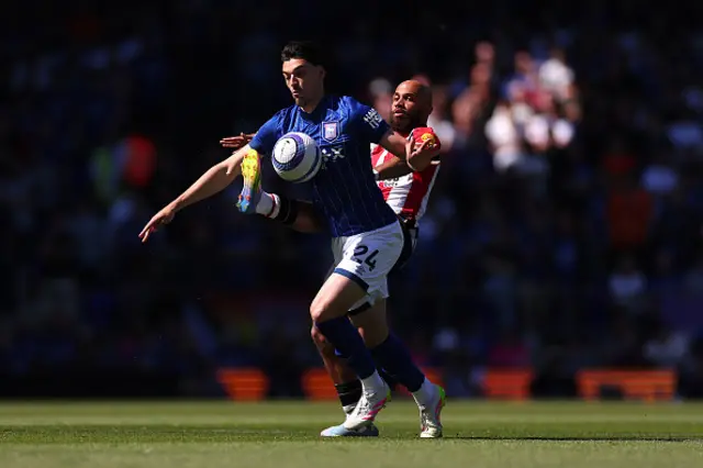 Jacob Greaves of Ipswich Town controls the ball