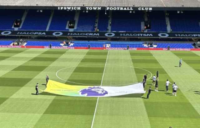 Portman Road - Premier League banner unravelled