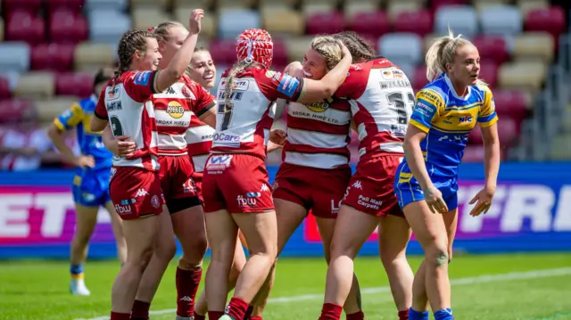 Wigan celebrate against Leeds