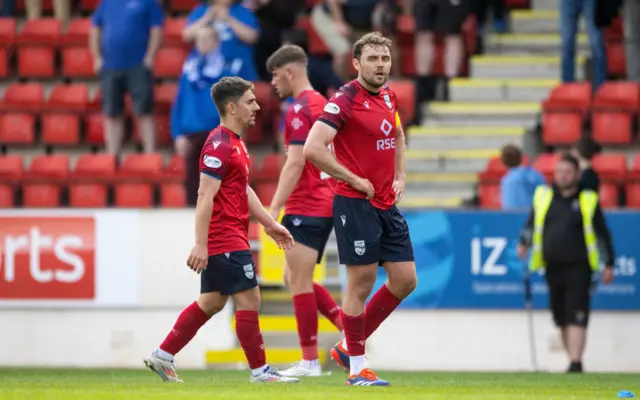 Ross County captain Connor Randall looks dejected at full time