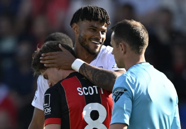 Aston Villa's Tyrone Mings and AFC Bournemouth's Alex Scott
