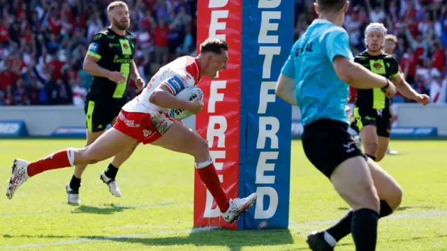 Hull KR's Jack Broadbent goes in