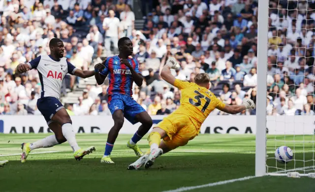 Crystal Palace's Ismaila Sarr scores their first goal