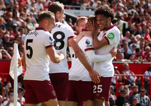 West Ham United's Jarrod Bowen celebrates scoring their second goal