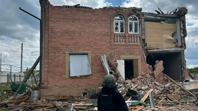 Rubble from a collapsed building